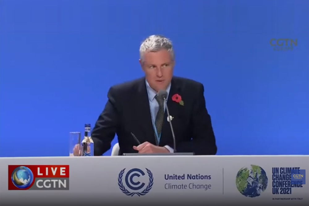 Zac Goldsmith, British Minister of State for Pacific and the Environment speaking at COP26
